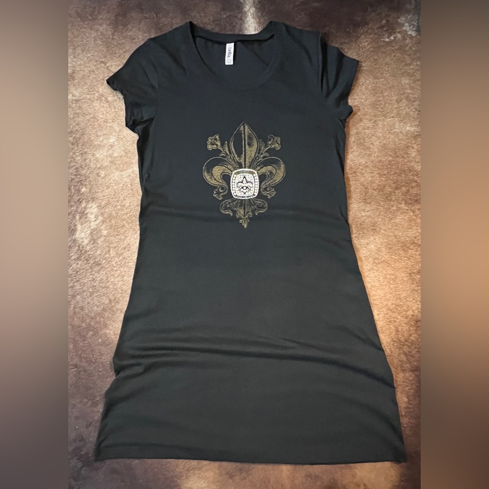 Black New Orleans Fleur-de-Lis Short Sleeve Casual Women's Dress